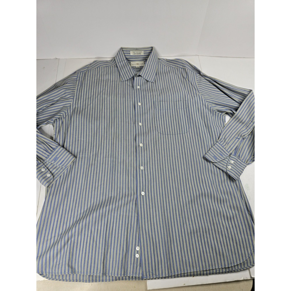 John W. Nordstrom Italian Broadcloth Dress Shirt Men Sz 17/34 Italian Cotton